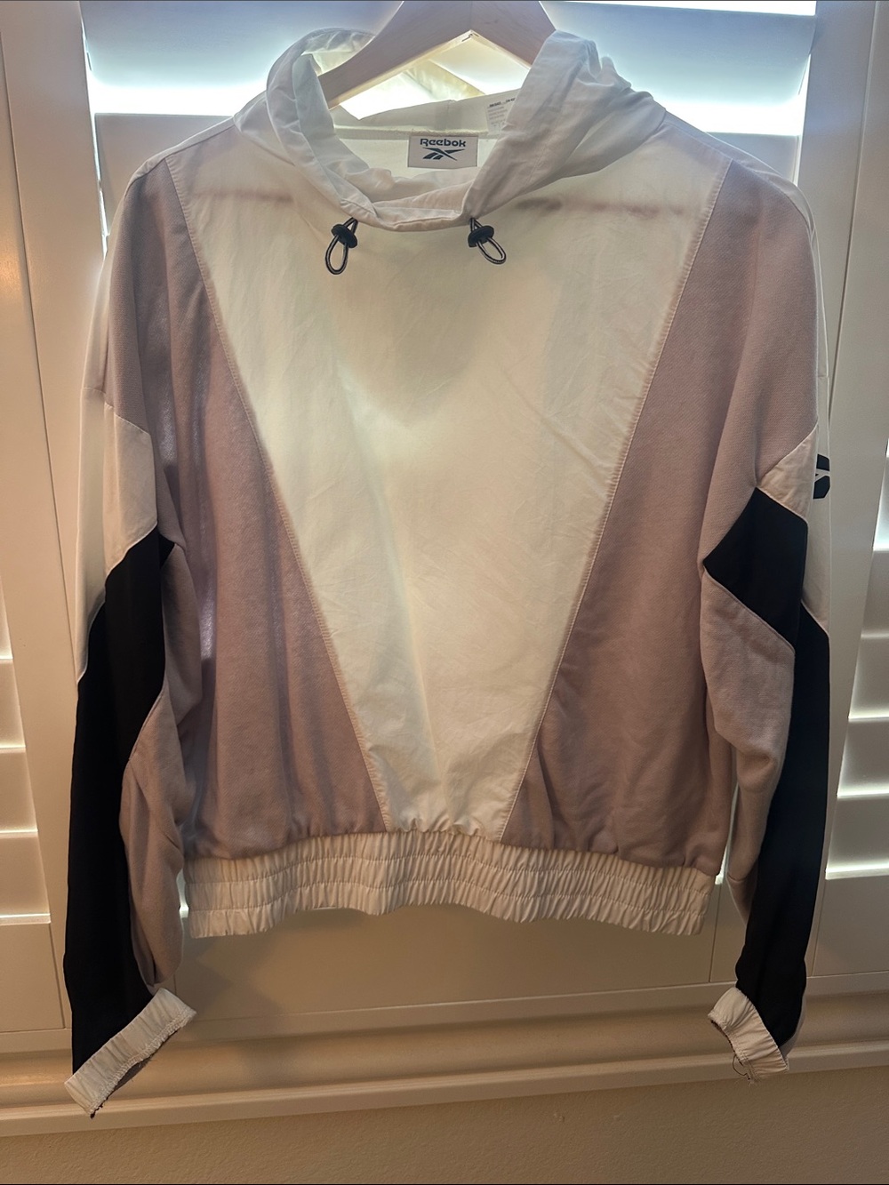 Reebok White, Lavender & Black Colorblock Windbreaker Sweater